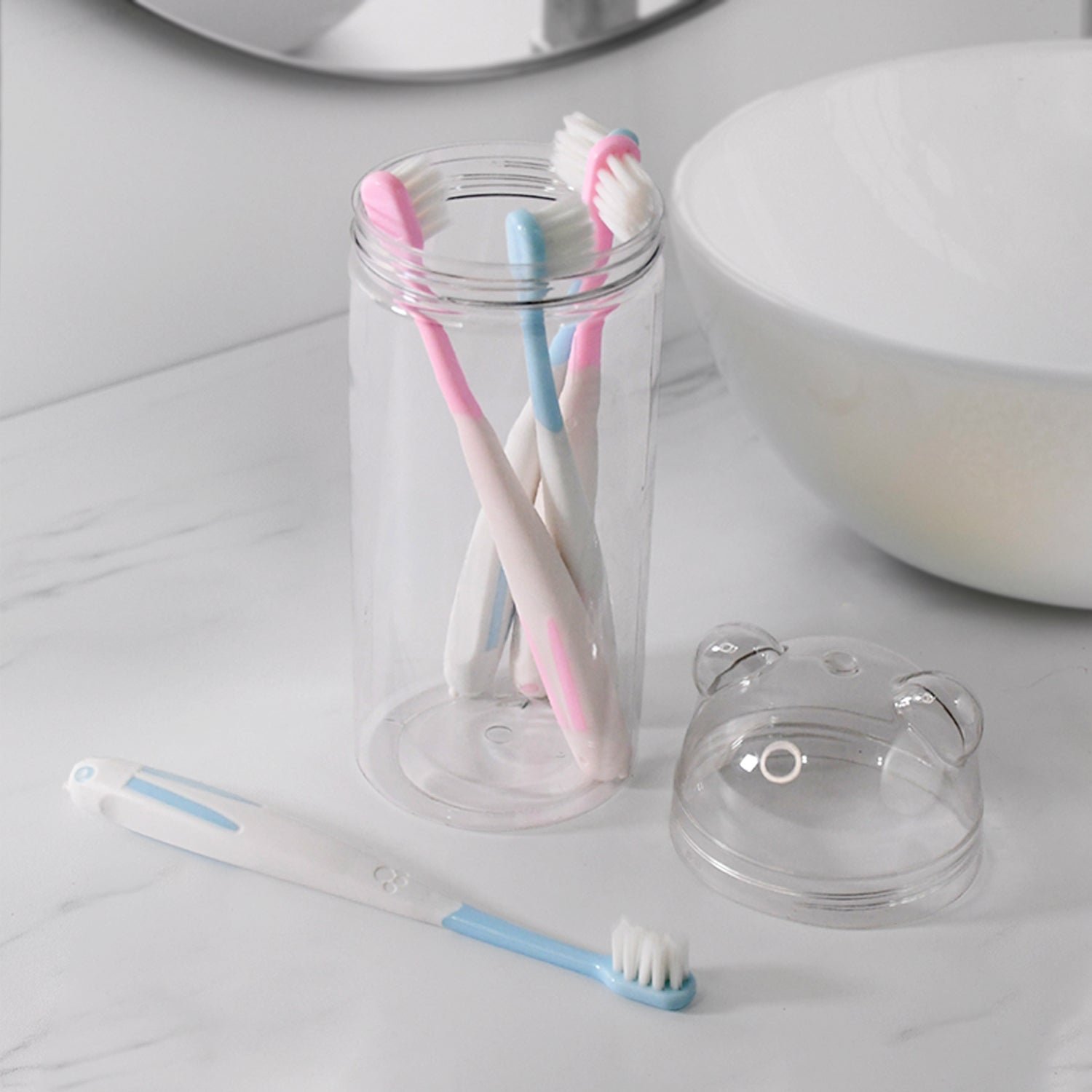 01_412737ba-44b1-4c9c-bbee-d92c6d83413b.jpg Multipurpose Travel-Friendly Toothbrush Holder with Soft Bristle Toothbrushes Compact Case for Convenient Storage Travel - Image 1