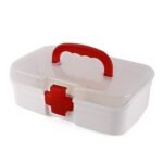 Portable First Aid Box with Transparent Lid & Detachable Tray ?3 Compartments for Organized Storage