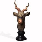 Resin Deer Statue for Home & Office Decor | Vaastu & Feng Shui Decorative Head Showpiece | Living Room Desk Decoration | Gift (Design 1), Brown