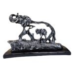 Resin Elephant with Baby Figurine for Home Decor | Feng Shui & Vastu Showpiece | Decorative Animal Idol | Housewarming & Wedding Gift | 11x4x8 Inch